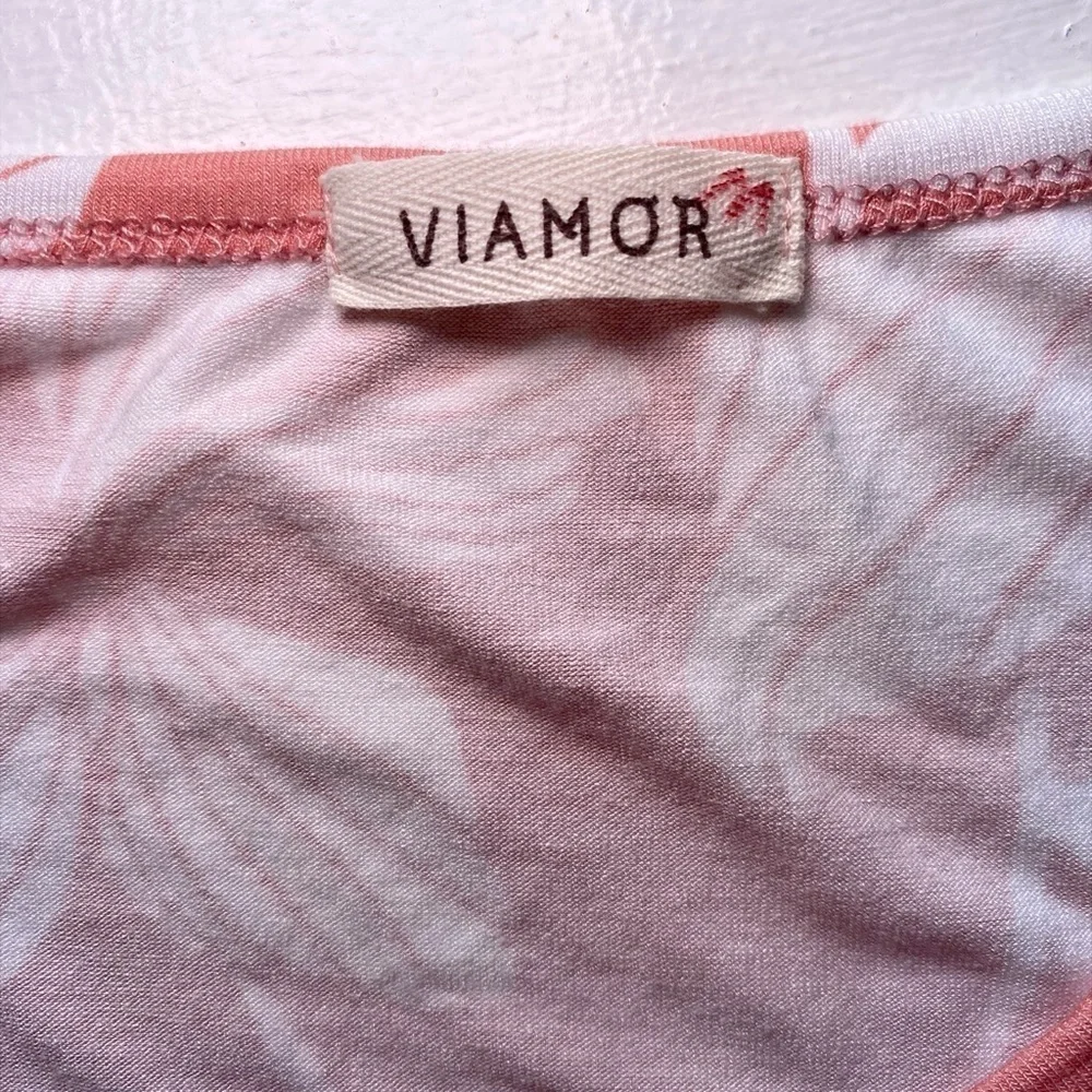 Viamor Peach Floral Short Sleeve Midi Dress with Pockets - Picture 7 of 14